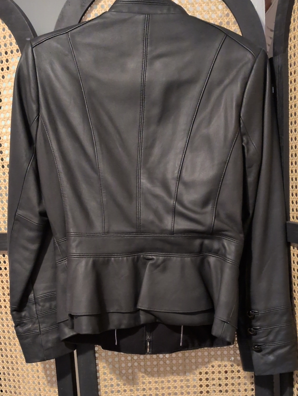 WHBM Ruffled Leather Jacket Blazer - Picture 6 of 8